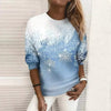 Sweatshirt d'hiver pour femmes - pull à motif flocon de neige bleu