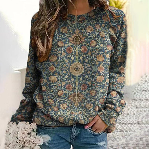 Sweatshirt imprimé fleurs - pull pour un look décontracté