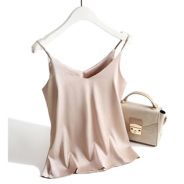 Top en satin - blouse sans manches chic pour femmes