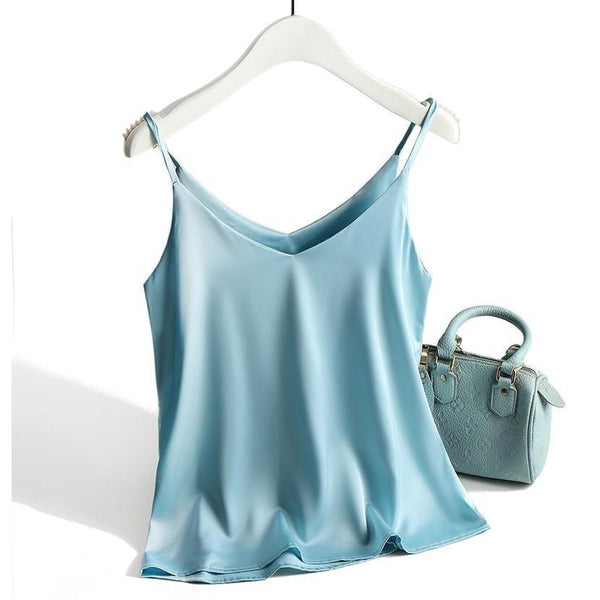 Top en satin - blouse sans manches chic pour femmes