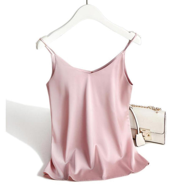 Top en satin - blouse sans manches chic pour femmes