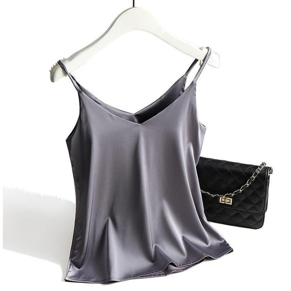 Top en satin - blouse sans manches chic pour femmes