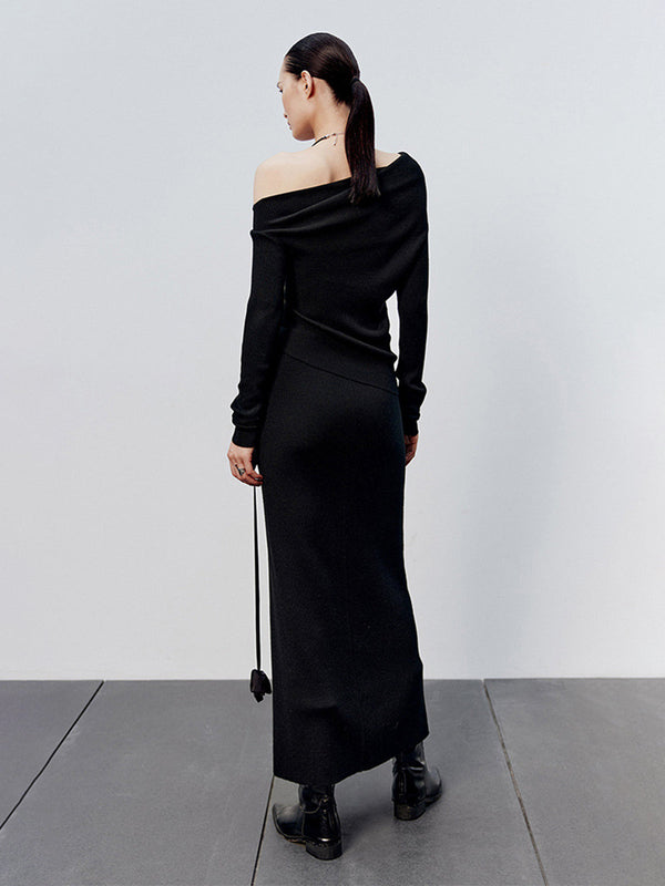 Top asymétrique tricoté - élégant haut décolleté