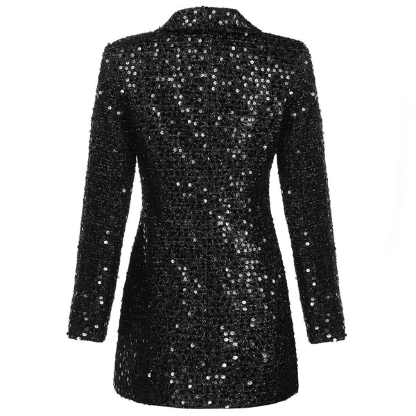 Veste blazer à sequins noirs - tenue élégante pour les soirées