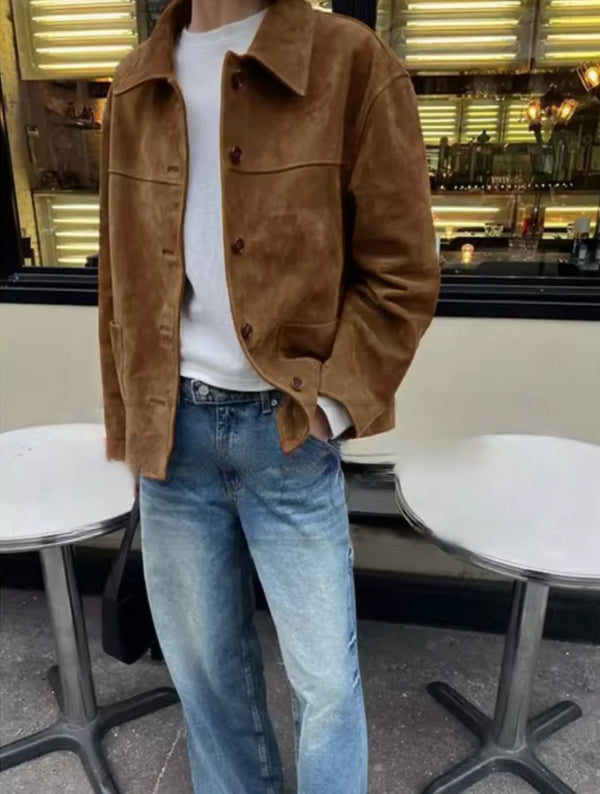 Veste en daim marron - l'outerwear casual chic pour femmes