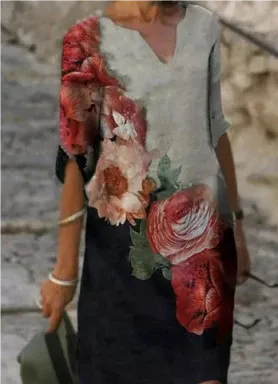 Robe décontractée à imprimé floral en v pour l'été - robes légères et aérées