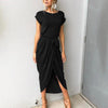 Robe maxi à manches courtes - élégante robe décontractée pour femmes