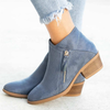 Bottines en daim pour femme avec double fermeture éclair - élégantes bottines à talon bas pour toutes les occasions