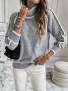 Pull gris clair - turtleneck chic pour femmes avec détails raffinés