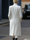 Blazer long élégant pour femme - manteau d'hiver chic à double boutonnage blanc pour le bureau et les soirées