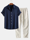 Ensemble chemise et pantalon en lin - look décontracté et polyvalent pour femmes