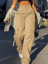 Pantalons cargo pour femmes - trousers décontractés taille haute, style chic