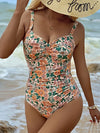 Maillot de bain fleuri - élégante baignade en beige