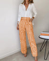 Ensemble pantalon et blouse pour femmes - mélange luxueux de coton et lin pour des occasions décontractées ou habillées