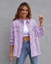 Veste en jean femme - couche décontractée avec détails effilochés pour un style polyvalent au quotidien