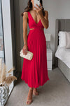 Robe midi plissée pour femmes - tenue élégante pour les soirées avec des plis fluides et un design dos nu