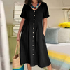 Robe chemise casual pour femmes à manches courtes - tenue d'été polyvalente avec poches