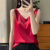 Débardeur en satin pour femme - blouse élégante à col en v, un basique pour toutes les occasions
