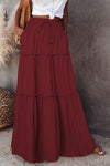 Jupe maxi à volants - jupe élégante pour femme avec taille élastique