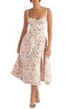 Robe midi fleurie pour femme - silhouette ajustée pour les garden parties d'été
