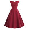 Robe midi a-line vintage off-shoulder pour femmes - élégante pour mariages et événements spéciaux