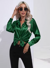 Blouse en satin pour femmes à manches longues - top chic et léger pour le bureau