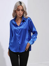 Blouse en satin pour femmes à manches longues - top chic et léger pour le bureau