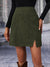 Jupe mini en corduroy olive - design taille haute avec fente latérale