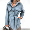 Veste chemise ceinturée pour femmes - outerwear oversize chic