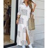 Robe chemise maxi pour femme - élégance aux manches longues, tissu doux pour un style décontracté polyvalent