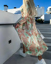 Robe chemise fleurie pour femme avec fente - élégante robe maxi à col en v pour mariages et occasions spéciales