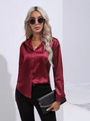 Blouse en satin pour femmes à manches longues - top chic et léger pour le bureau