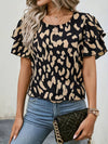 Blouse à imprimé léopard pour femmes à manches courtes - tenue chic et décontractée