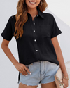 Blouse à manches courtes relaxée pour femmes - haut léger casual pour tous les jours