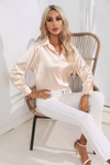 Blouse en satin pour femmes à manches longues - top chic et léger pour le bureau
