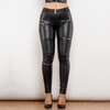 Pantalon slim en cuir noir pour femmes avec détails zippés - bas élégants pour dames
