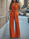 Combinaison pour femme élégante à jambes larges - tenue décontractée en orange
