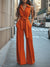 Combinaison pour femme élégante à jambes larges - tenue décontractée en orange