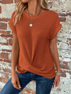 T-shirt en tricot waffle léger pour femme - blouse chic à manches courtes pour le quotidien