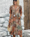 Robe décontractée en lin léger - design décontracté à col en v pour vos sorties d'été