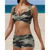Ensemble de bikini camouflage pour femmes - haut à enrouler et short taille haute