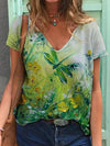 T-shirt féminin à motifs floraux - top d'été décontracté avec décolleté en v