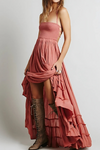 Robe maxi femme à dos nu et décolleté halter - tenue d'été légère et élégante pour vos soirées et garden parties