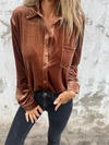 Chemisier en velours pour femme, blouse élégante à manches longues - tissu doux et luxueux pour des sorties décontractées ou chics