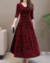 Robe en velours intemporelle - robe longue à manches pour femmes