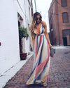 Robe maxi femme laila à rayures colorées - tenue estivale légère pour occasions décontractées