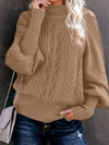 Pull en tricot - élégant pull à col montant pour femmes avec motif en laine