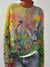 Pull en maille art florale pour femme - tricot doux et coloré