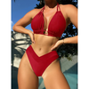 Ensemble bikini 2 pièces ladies taille haute avec col halter - tissu extensible doux pour une détente à la plage