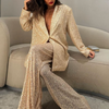 Ensemble de deux pièces pour femmes - blazer sequiné jaune éclatant & pantalon pour soirées